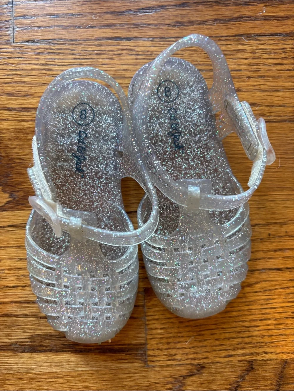 Toddler Jelly Fisherman Sandal Lot Clear Glitter, Silver, Pink sz 8 (+Tan sz 7)